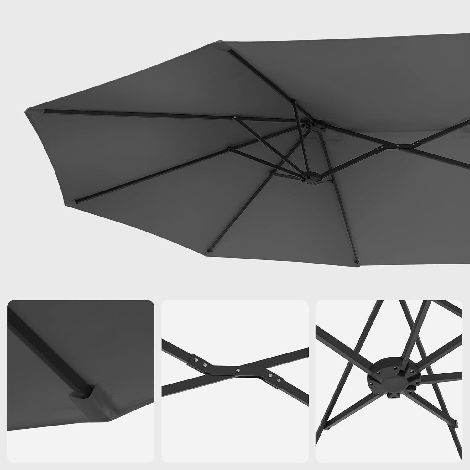 Luksus dobbelt parasol - Ekstra stor  i sort - 460 x 270 cm