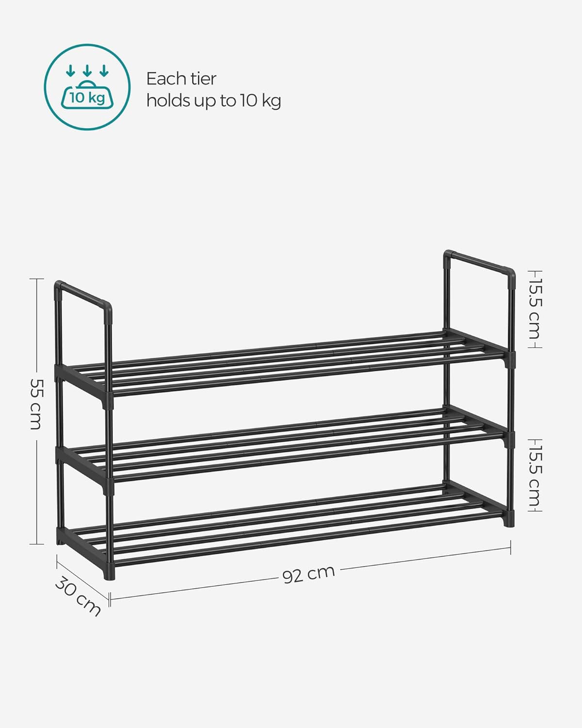 Skoreol i plast - 92 x 30,5 x 55 cm - Sort