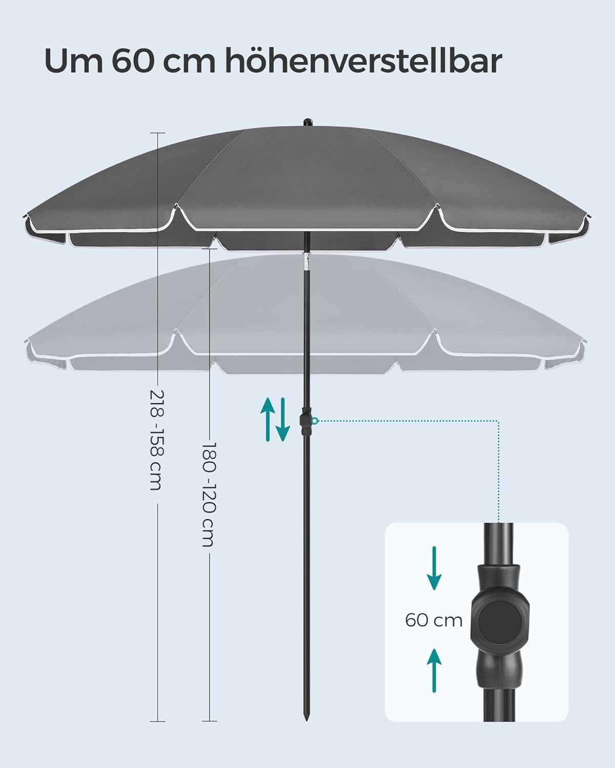 Minimalistisk strandparasol i sort (200cm)