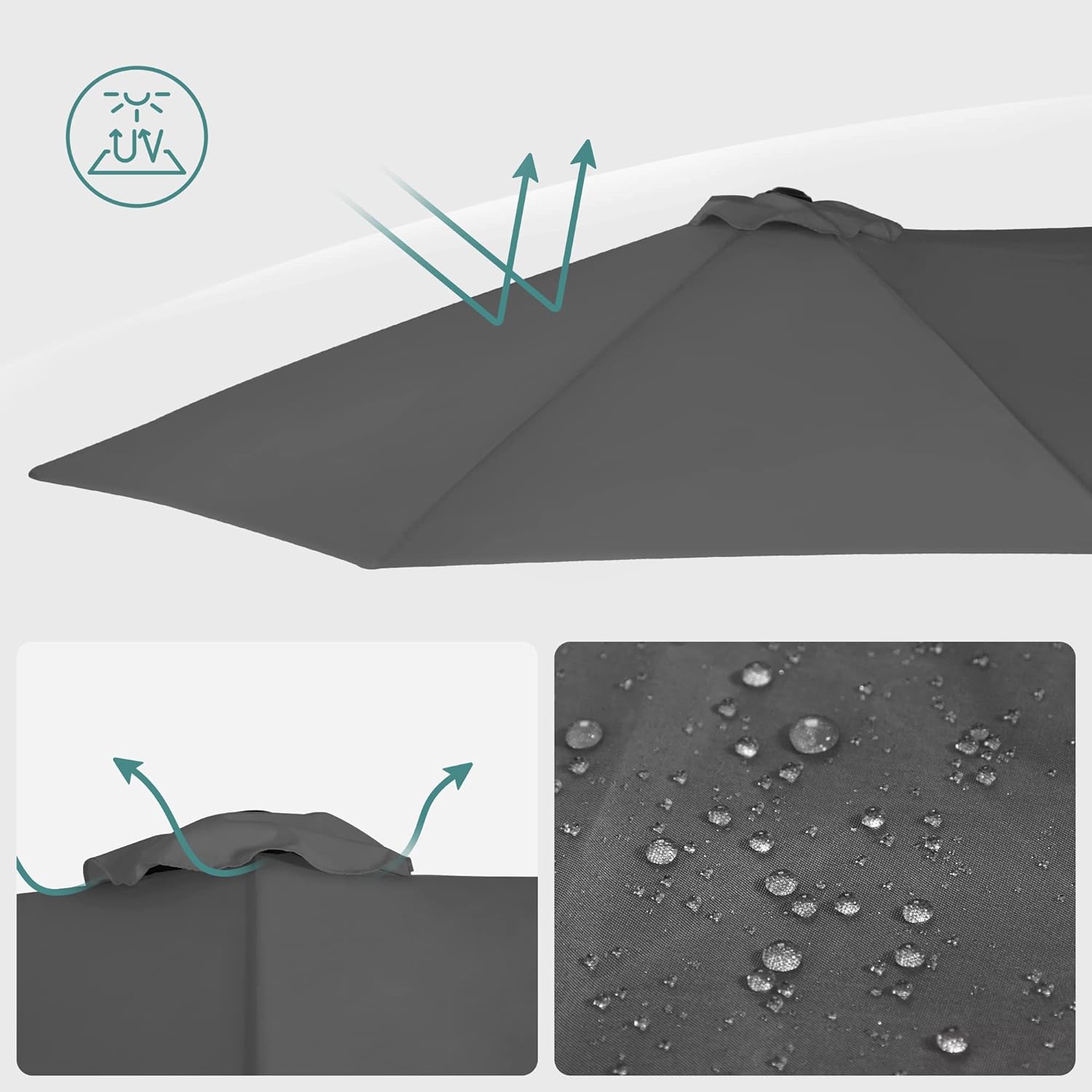 Luksus dobbelt parasol - Ekstra stor  i sort - 460 x 270 cm