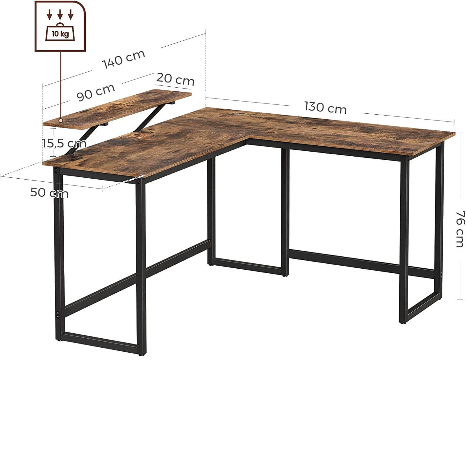 Eksklusivt L-formet skrivebord i industrielt design